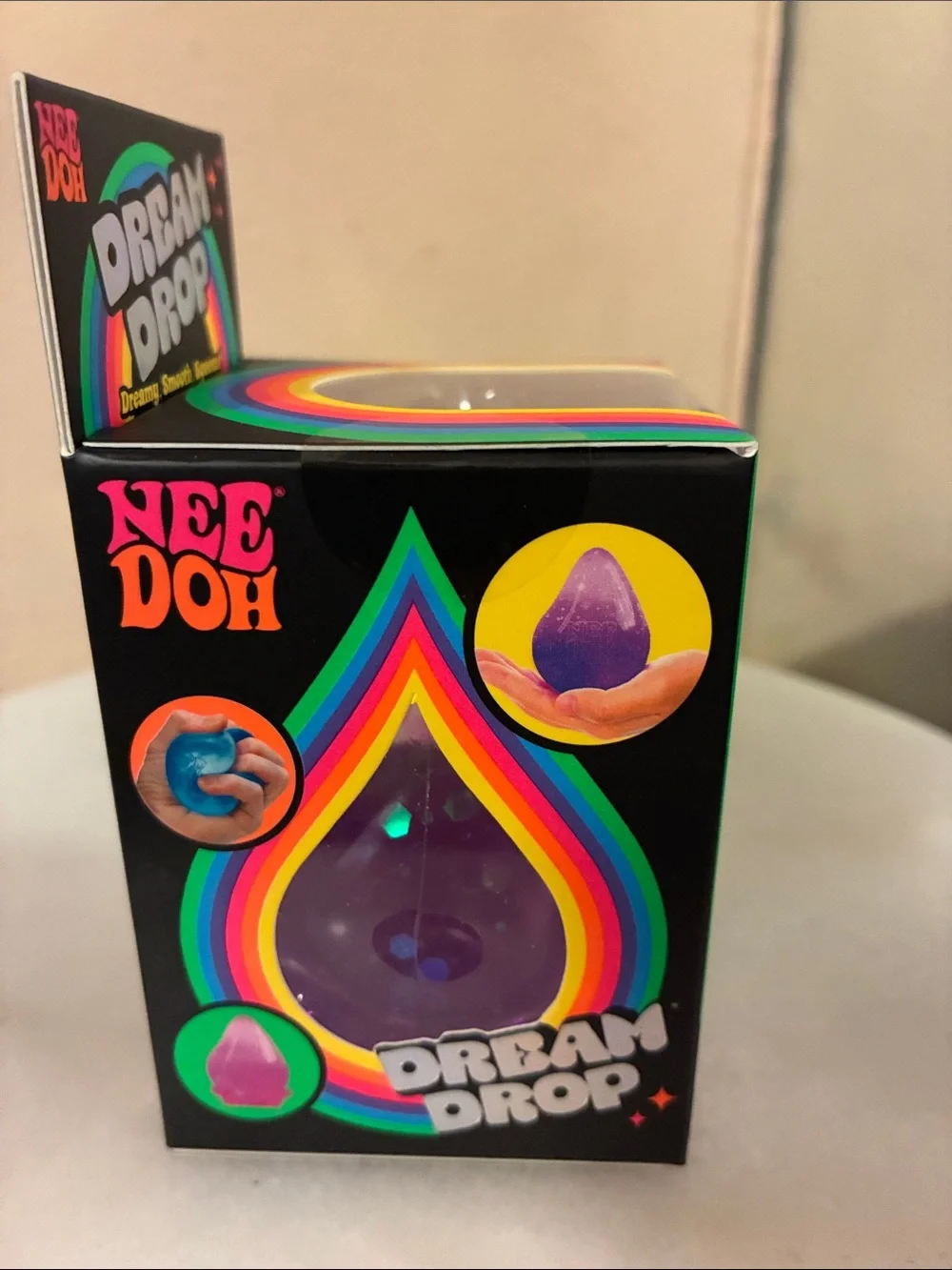 Needoh Dream Drop Purple Glitter Stress Toy 100% Authentic